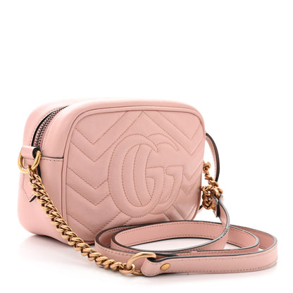 Gucci Calfskin Matelasse Mini GG Marmont Chain Shoulder Bag Perfect Pink 3 of 17