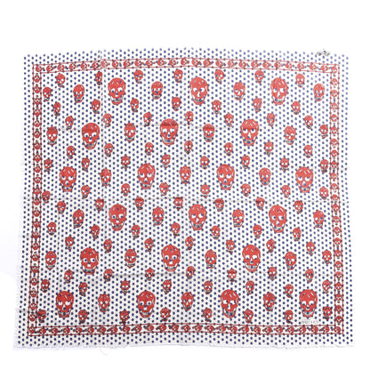 Alexander McQueen Cashmere Silk Skull Polka Dot Scarf Ivory Red 1 of 4