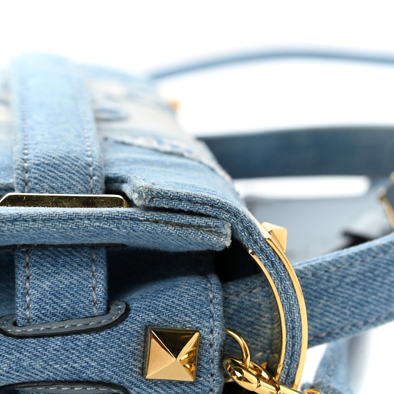 Valentino Garavani Denim Butterfly Small My Rockstud Frame Bag Light Denim 11 of 14