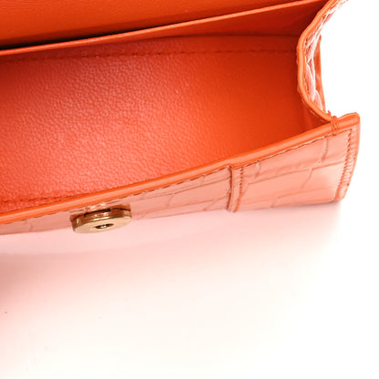 Balenciaga Shiny Calfskin Crocodile Embossed Hourglass Top Handle Bag Mini Orange 4 of 6