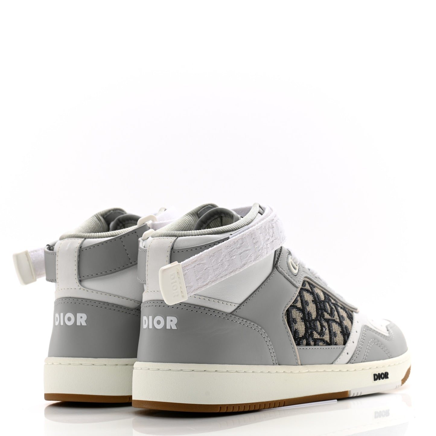 Smooth Calfskin Jacquard Oblique Mens B27 Mid Top Sneakers 40 Beige Blue