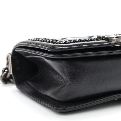 Chanel Shiny Goatskin Quilted Small Boy Top Handle Flap Navy Blue 9 of 14