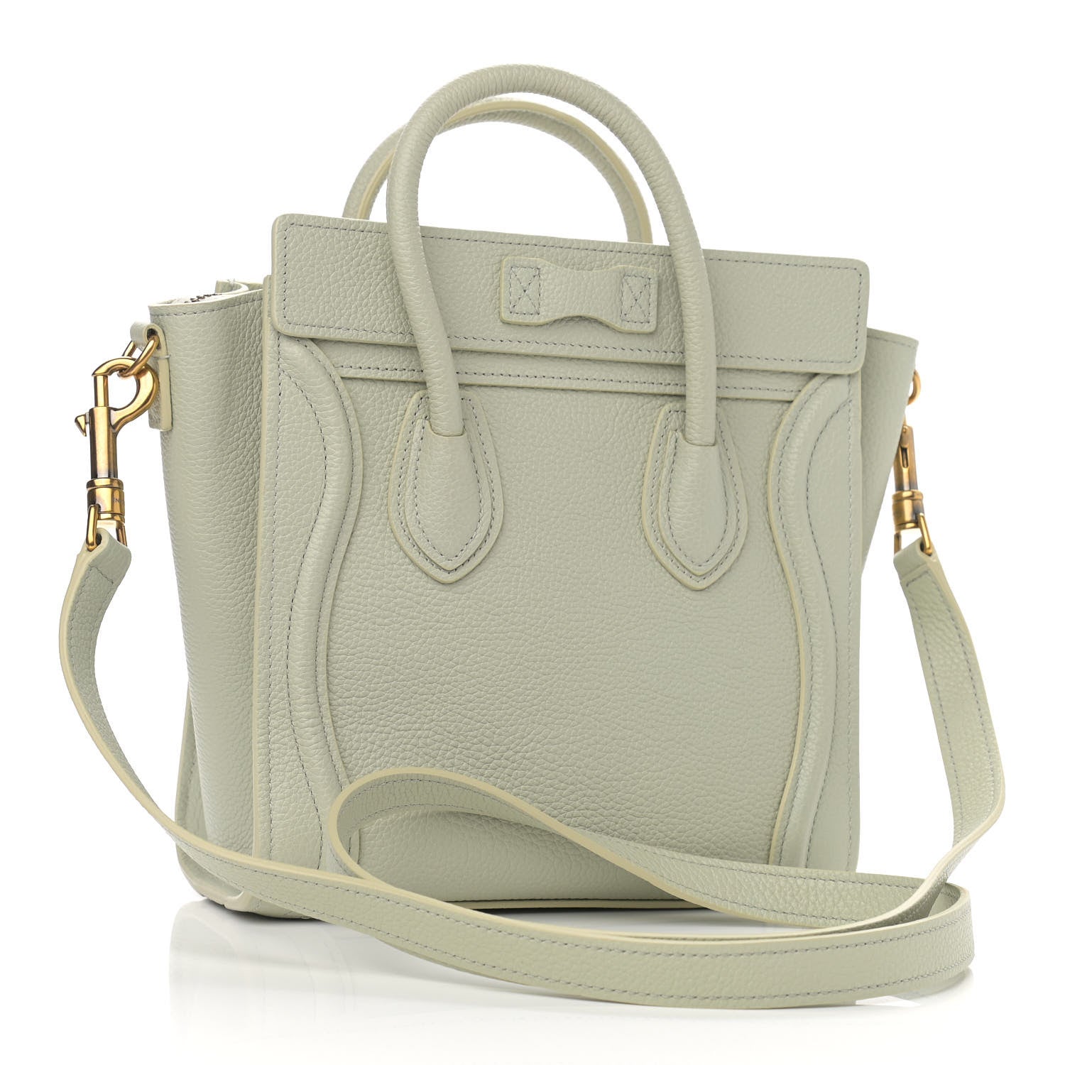 Celine Drummed Calfskin Nano Luggage Vert D'eau 3 of 9