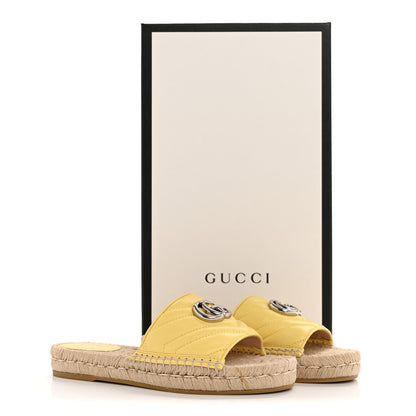 Gucci Nappa Matelasse GG Marmont Espadrille Slide Sandals 37.5 Yellow 10 of 10