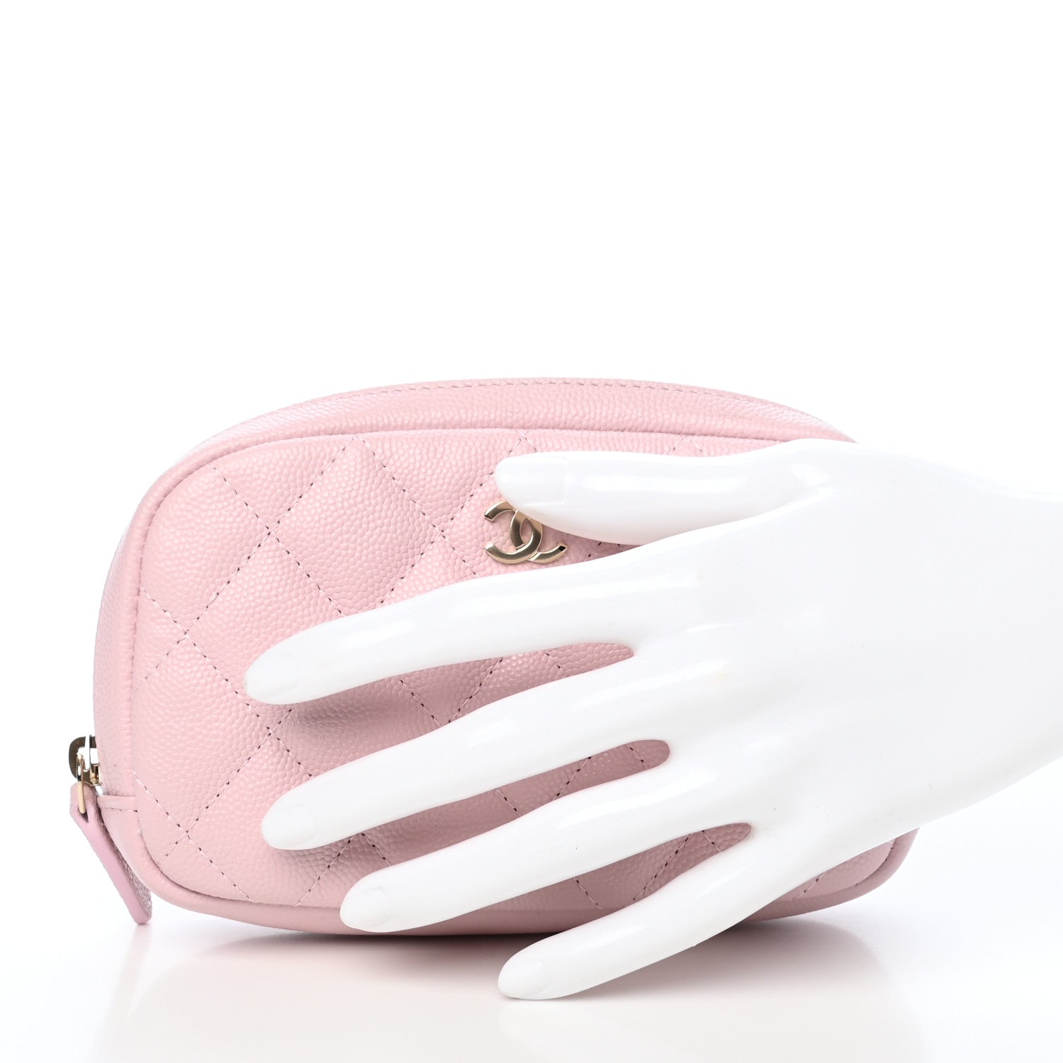 Chanel Caviar Quilted Small Curvy Pouch Cosmetic Case Light Pink 2 of 8