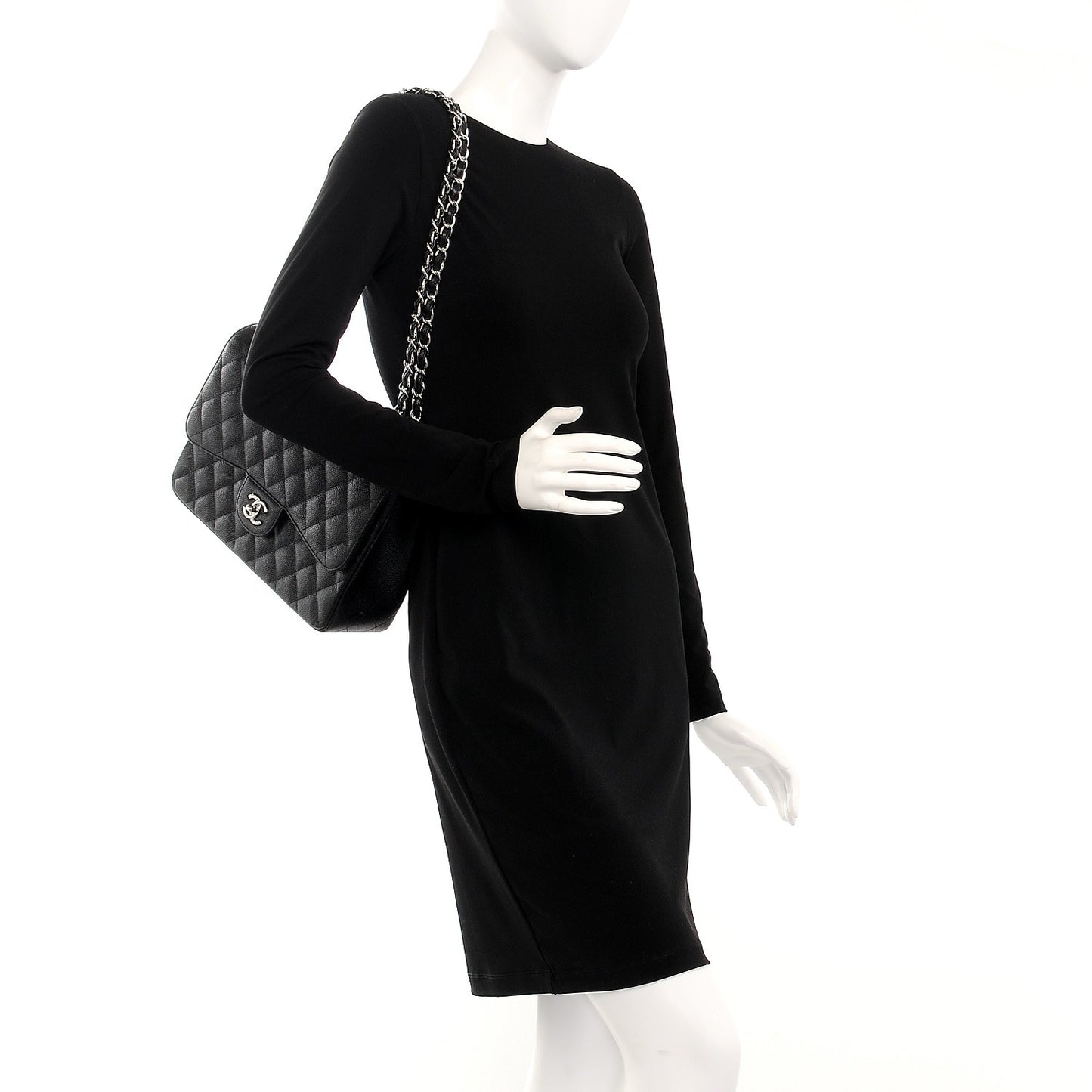 Caviar Quilted Jumbo Double Flap Black