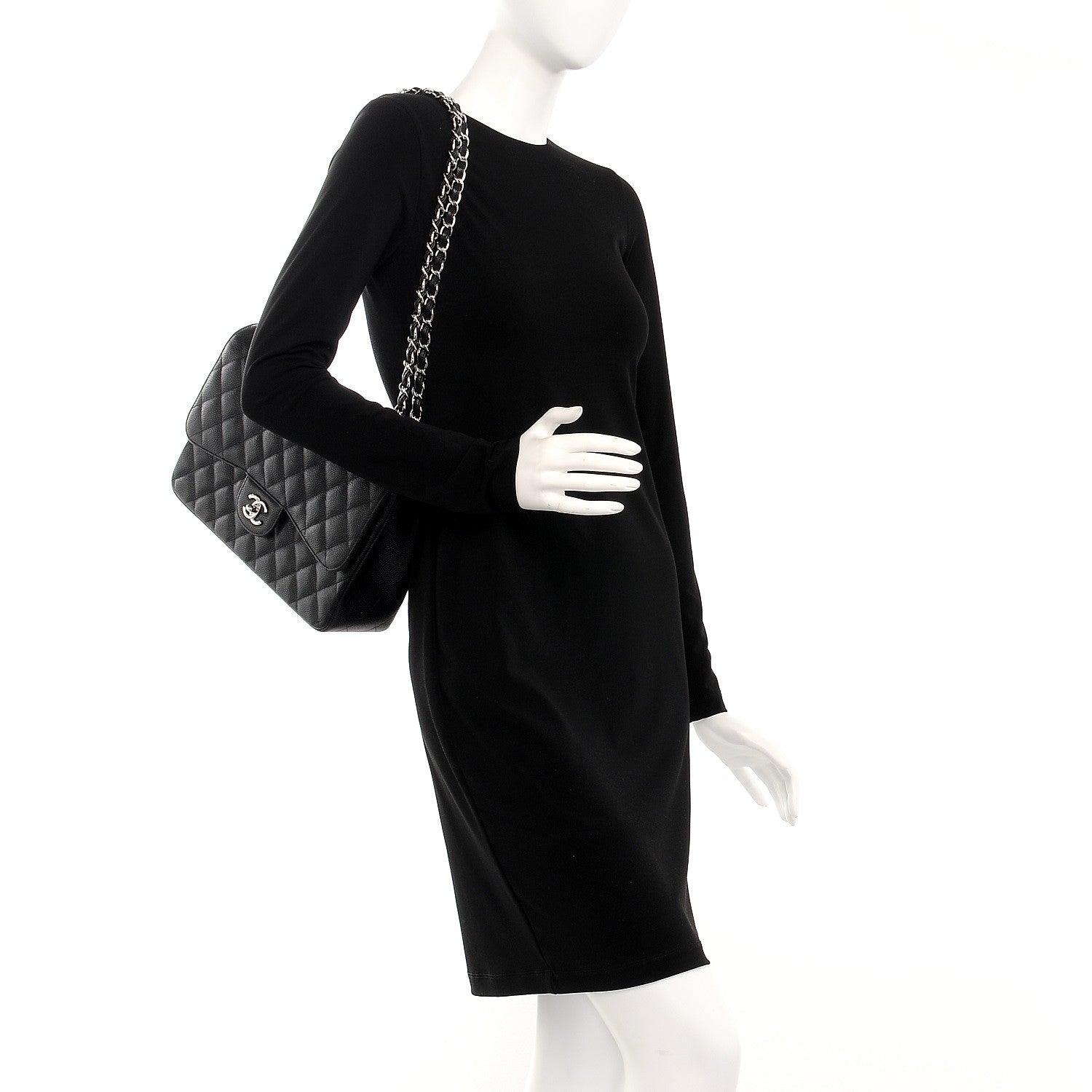 Chanel Caviar Quilted Jumbo Double Flap Black 2 of 8