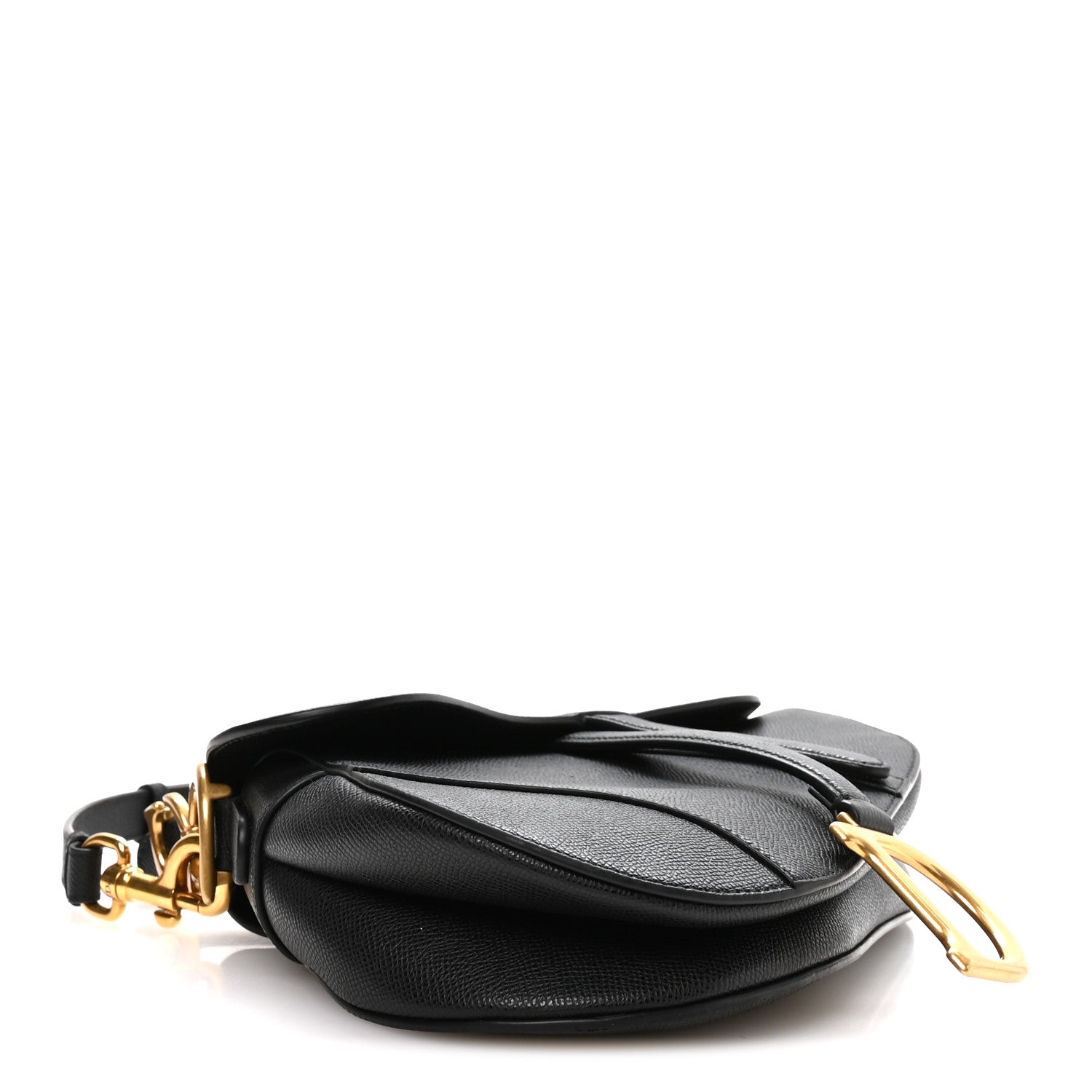 Christian Dior Grained Calfskin Saddle Bag With Strap Black 4 of 12