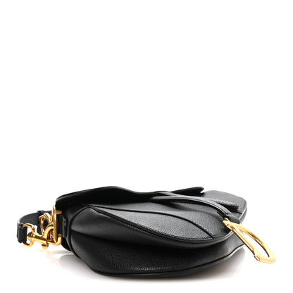 Christian Dior Grained Calfskin Saddle Bag With Strap Black 4 of 12