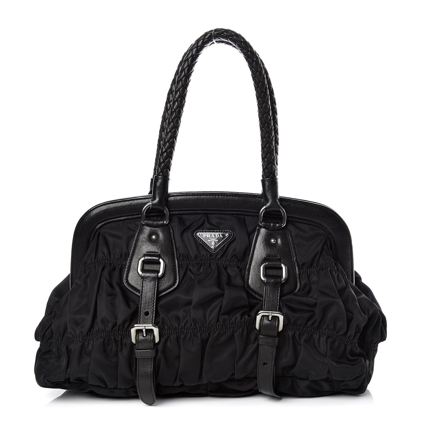 Tessuto Nylon Nappa Braided Gaufre Frame Black