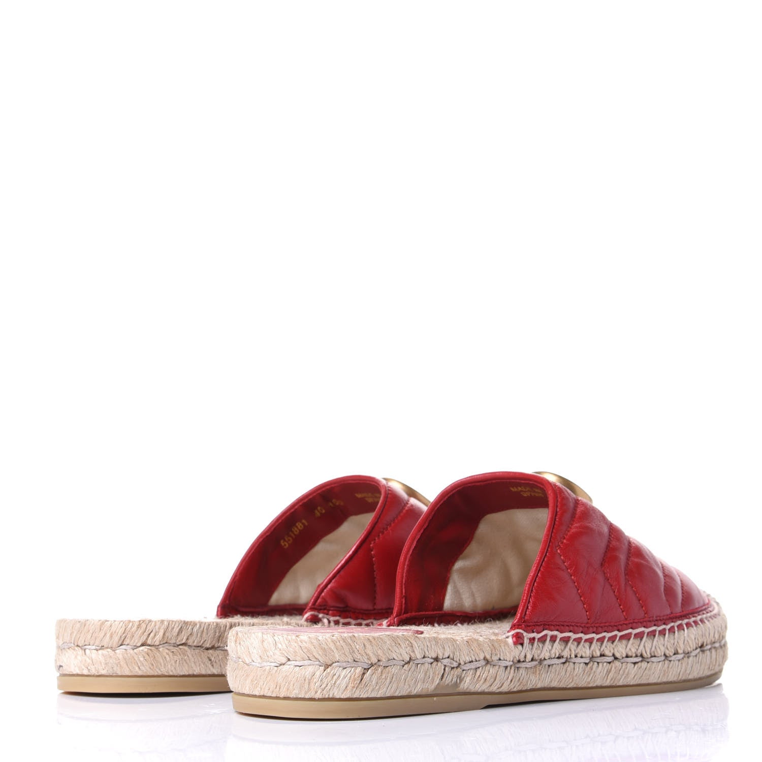 Gucci Nappa Matelasse GG Marmont Espadrille Slippers 40 Hibiscus Red 4 of 11