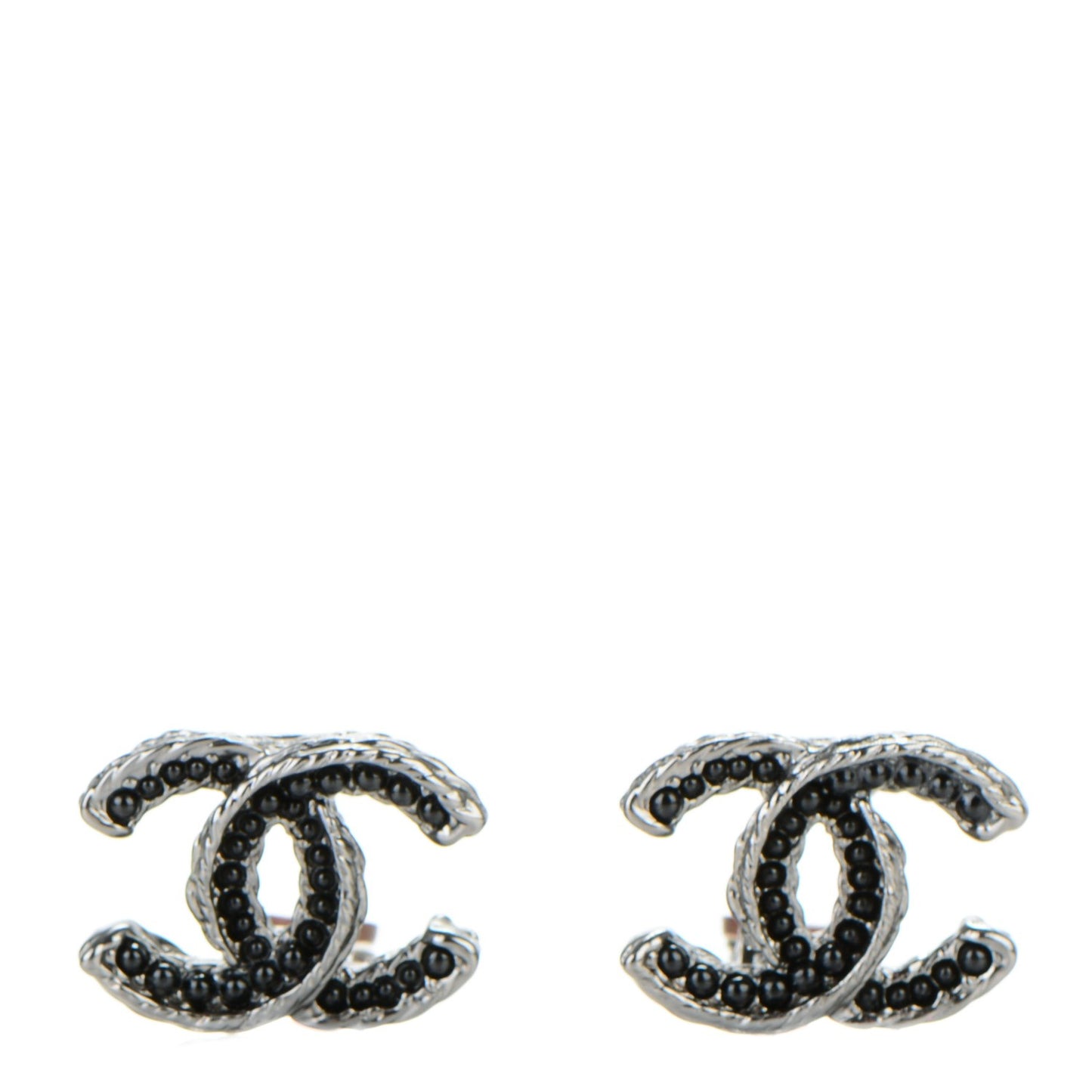Ruthenium Resin Bead Clip On CC Earrings Black