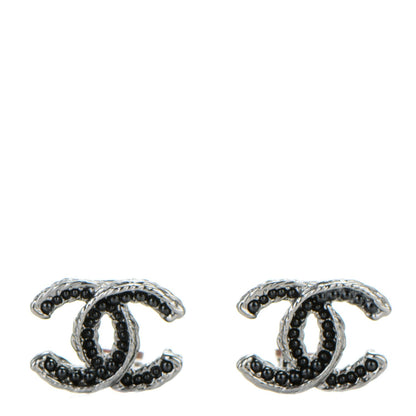 Chanel Ruthenium Resin Bead Clip On CC Earrings Black 1 of 5