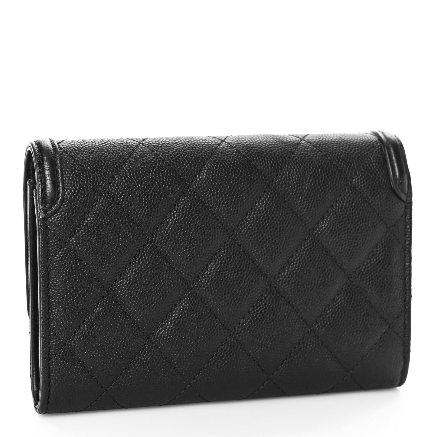 Caviar Quilted Medium Filigree Flap Wallet Black