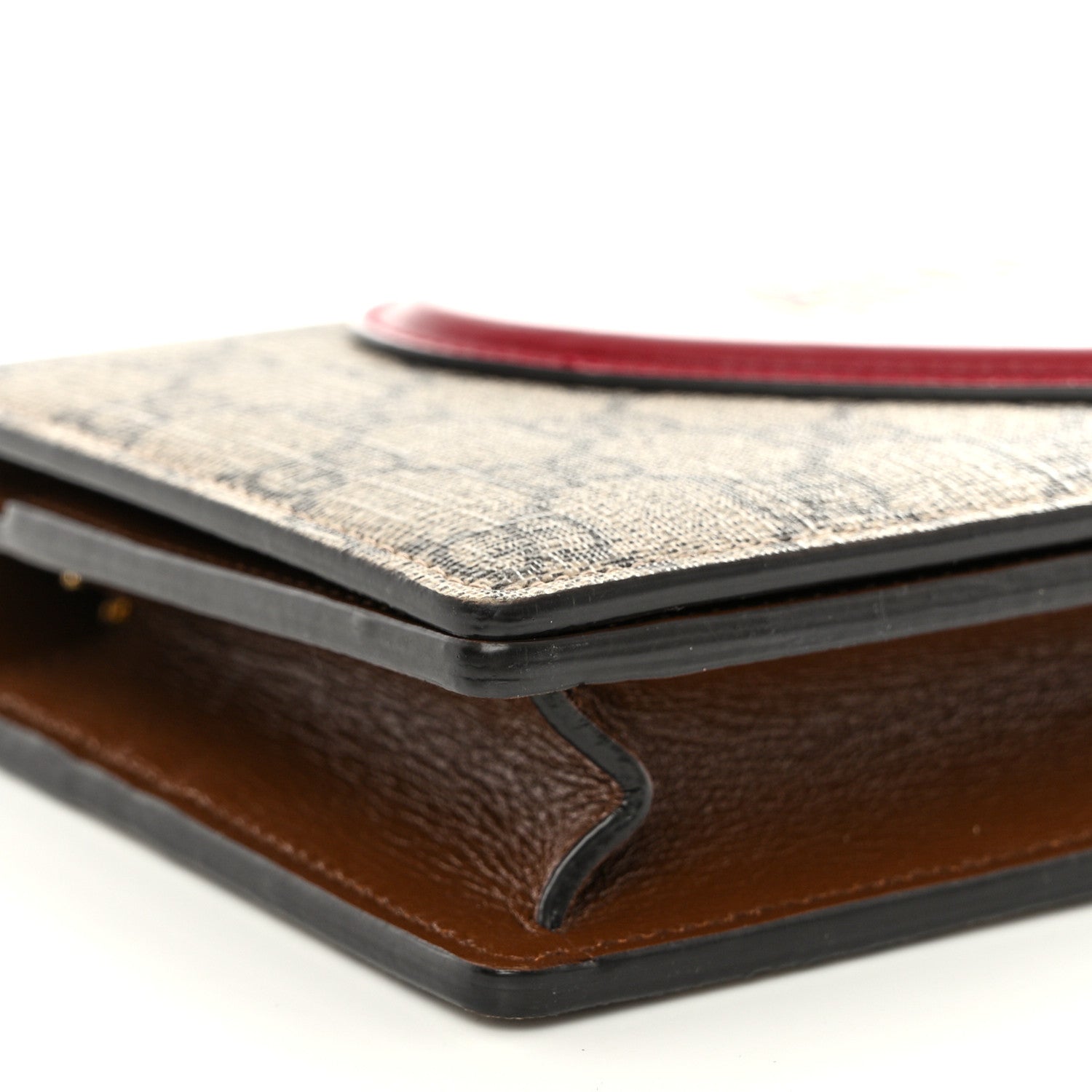 Gucci GG Supreme Monogram Script Logo Heart Wallet on Chain Beige Brown 8 of 13