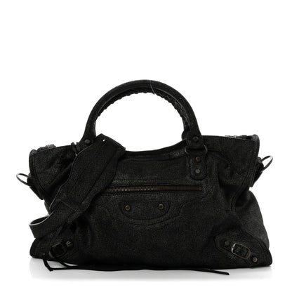 Balenciaga Metallic Craquele Calfskin Classic Hardware City Black 1 of 13