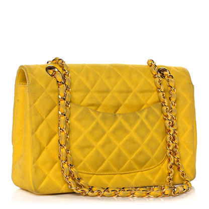 Chanel Jersey Quilted Medium Single Flap Yellow 2 of 16