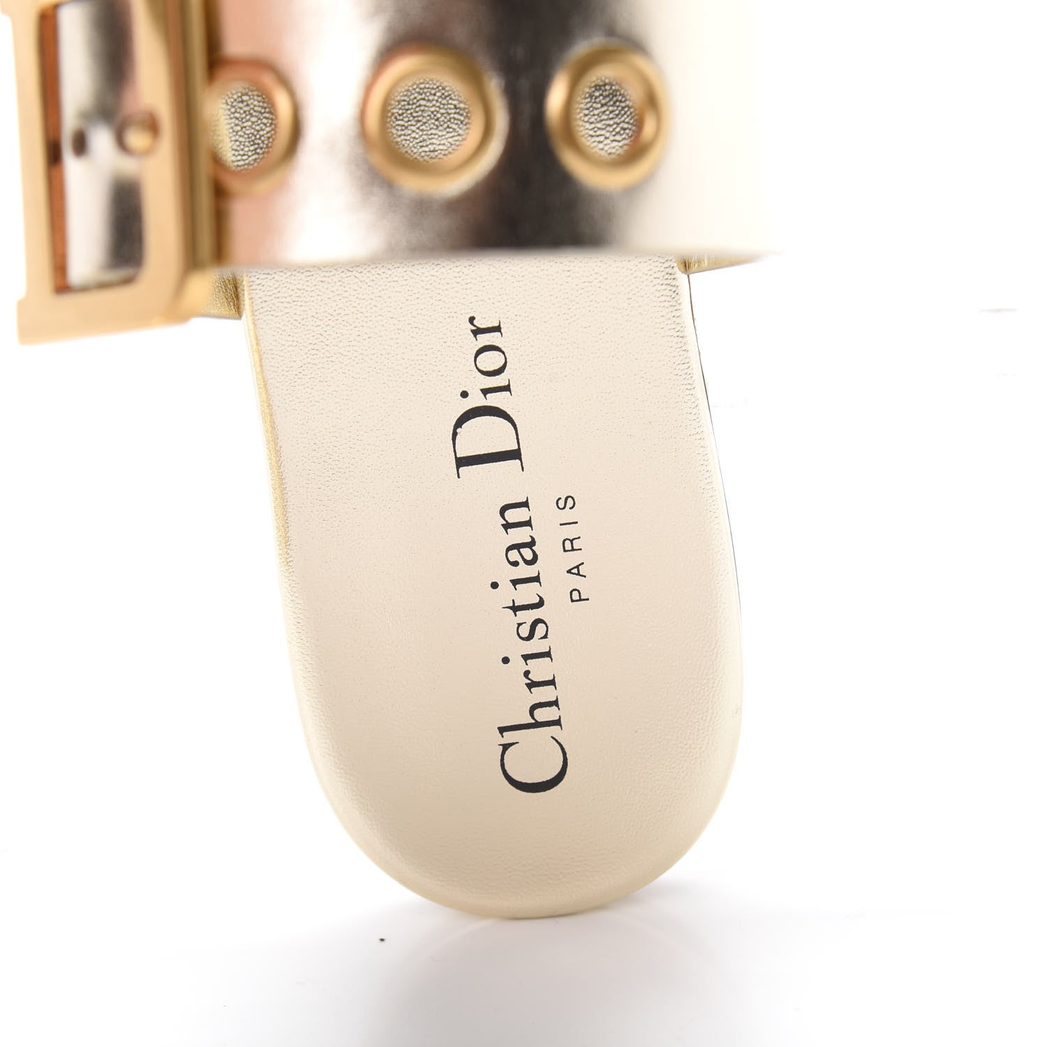 Christian Dior Laminated Calfskin D-Dior Slide Flat Sandals 39.5 Pale Gold 7 of 9
