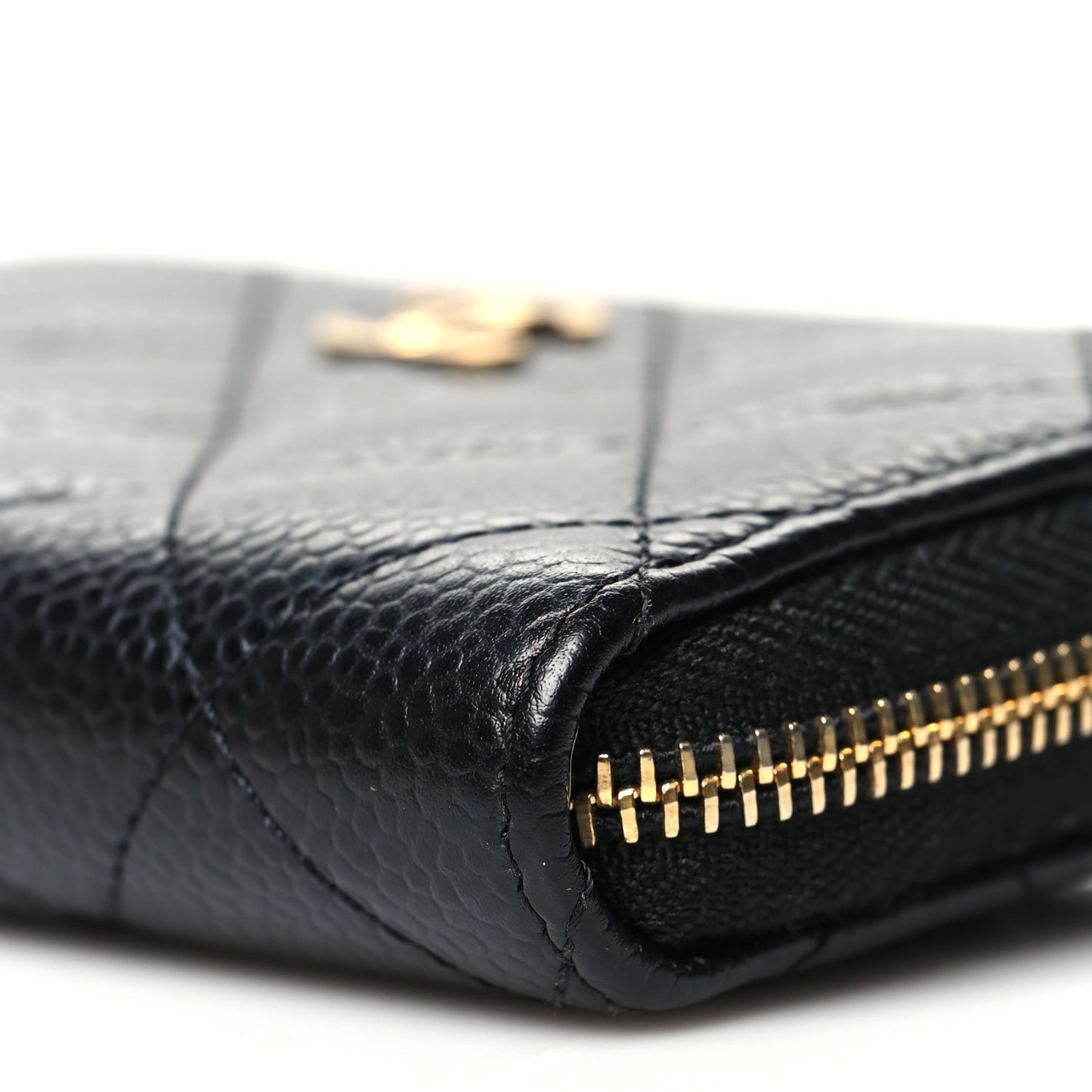 Caviar Quilted Classic Zipped Coin Purse Black