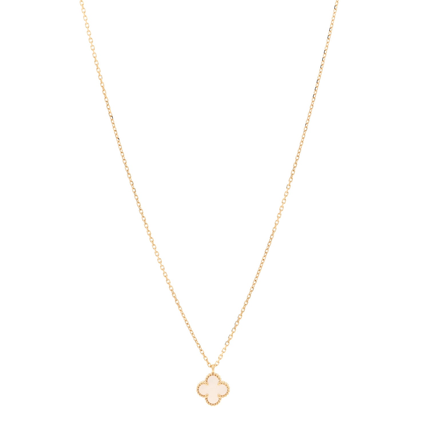 Van Cleef & Arpels 18K Yellow Gold Mother of Pearl Sweet Alhambra Pendant Necklace 1 of 6