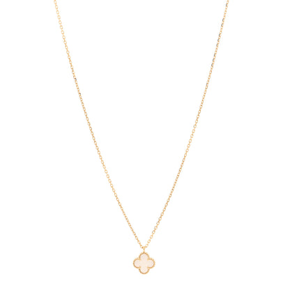 Van Cleef & Arpels 18K Yellow Gold Mother of Pearl Sweet Alhambra Pendant Necklace 1 of 6
