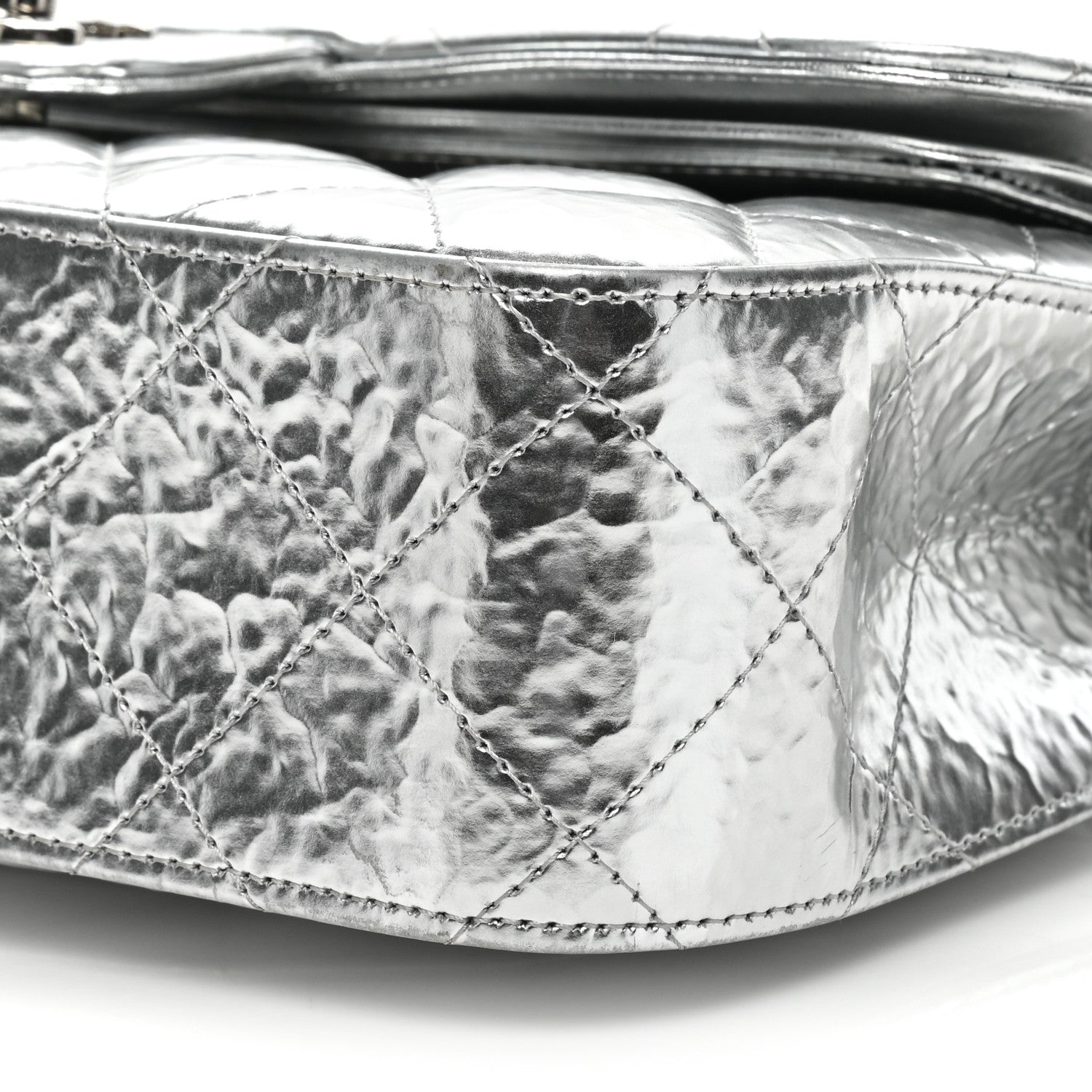 Chanel Hammered Metallic Calfskin Quilted Small Double Flap Silver 8 of 14