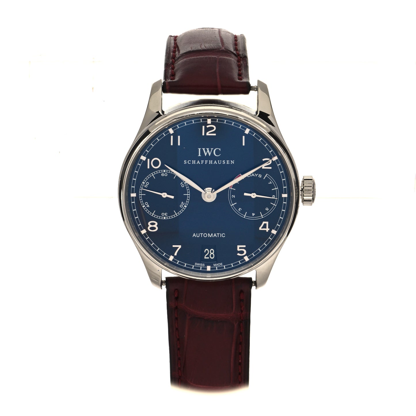 Stainless Steel Alligator 42mm Portugieser 7 Days Automatic Watch Blue IW500703
