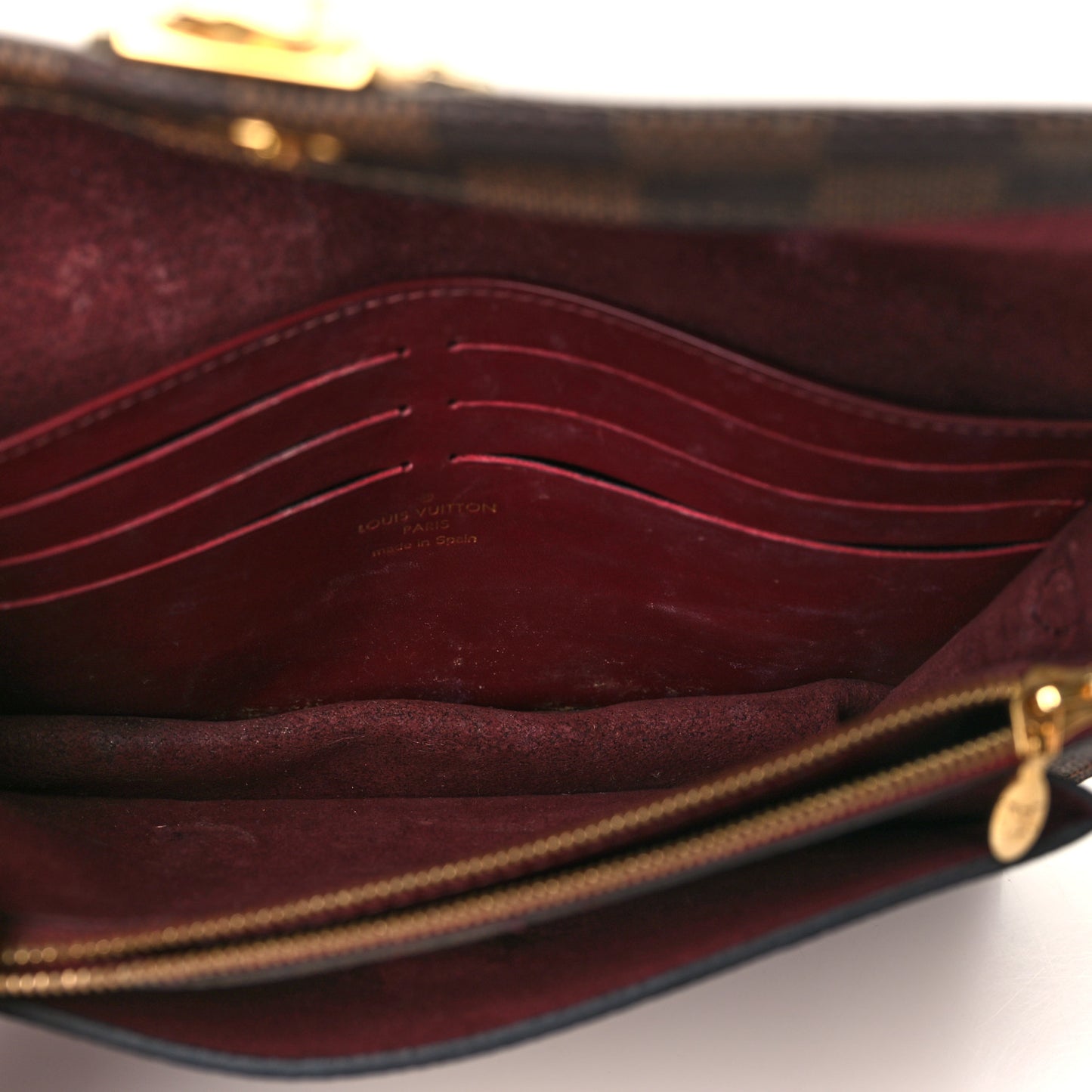 Damier Ebene Vavin Chain Wallet Red