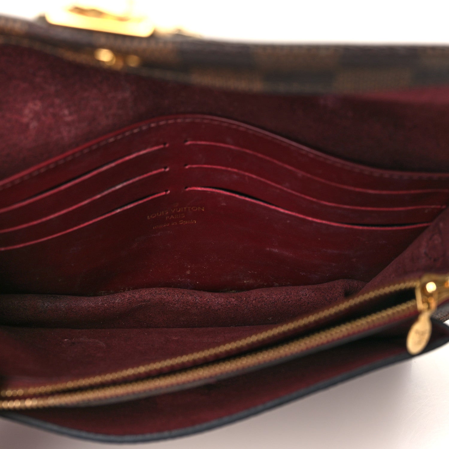 Louis Vuitton Damier Ebene Vavin Chain Wallet Red 4 of 8