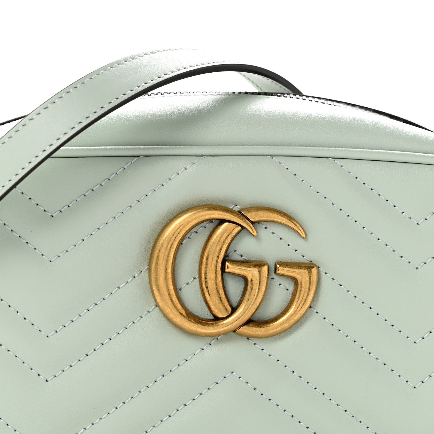 Gucci Calfskin Matelasse Small GG Marmont Chain Shoulder Bag Salvy Green 8 of 10
