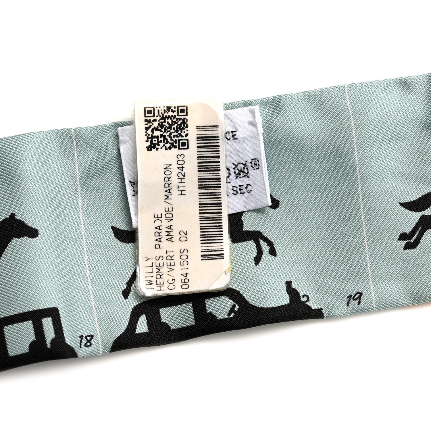 Hermes Silk Parade CG Twilly Vert Amande Marron 3 of 4