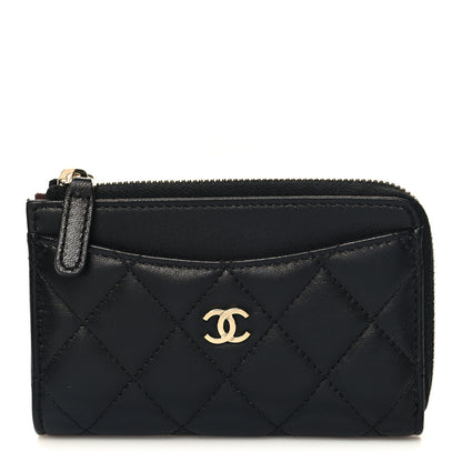 Chanel Lambskin Quilted Zip Card Holder Black 1 of 9
