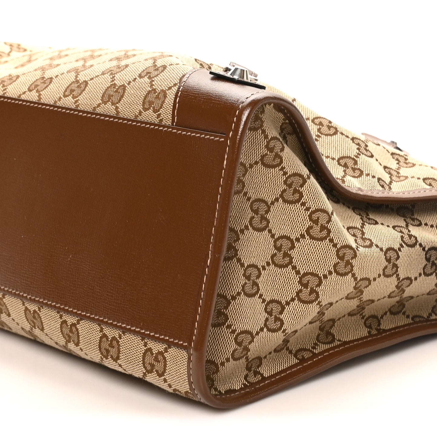 X GUCCI GG Monogram Azalea Calfskin Neo Classic Silver Hardware Medium City Beige Ebony Brown Sugar