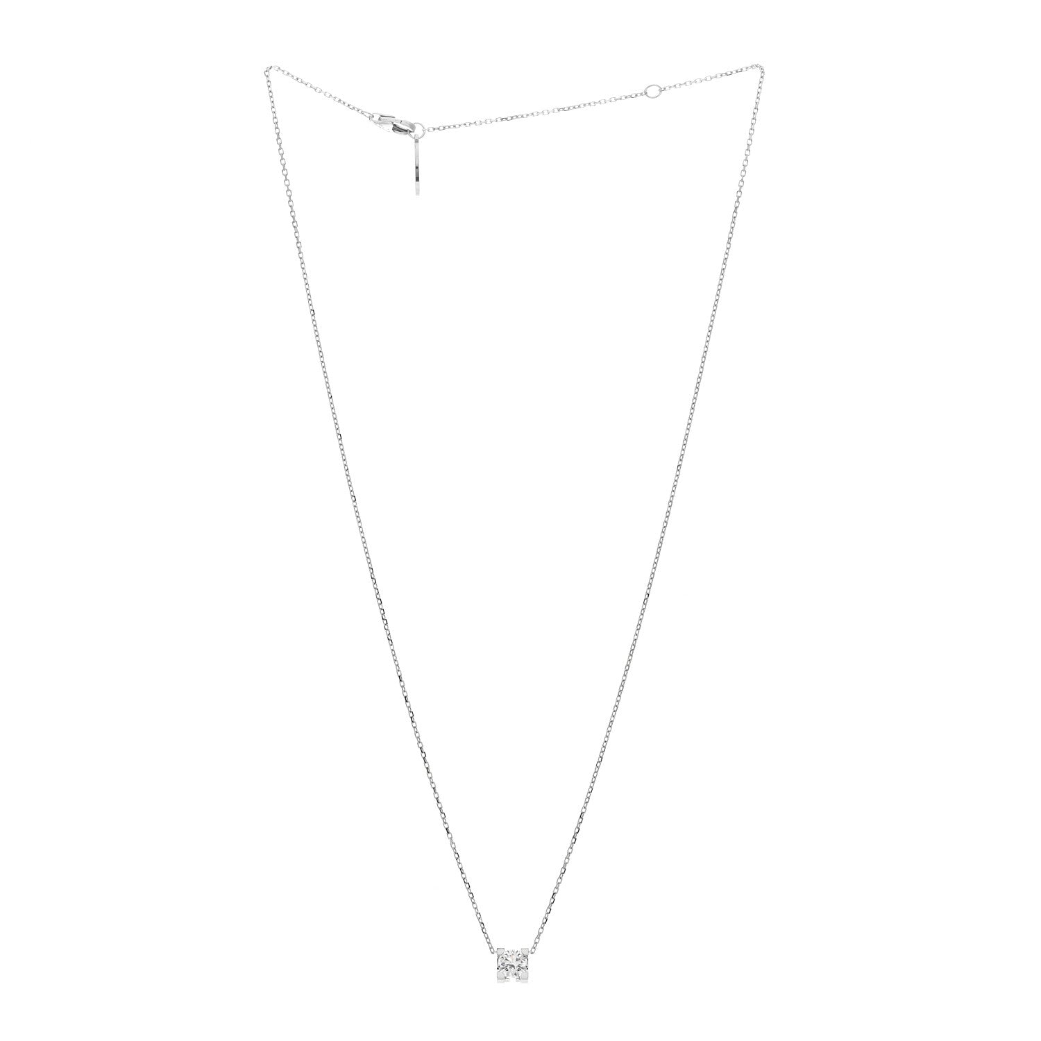 Cartier 18K White Gold Diamond .52ct C De Cartier Pendant Necklace 3 of 4