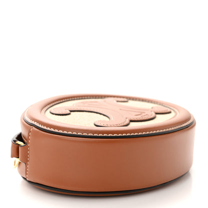Celine Canvas Calfskin Cuir Small Triomphe Oval Crossbody Purse Natural Tan 4 of 12