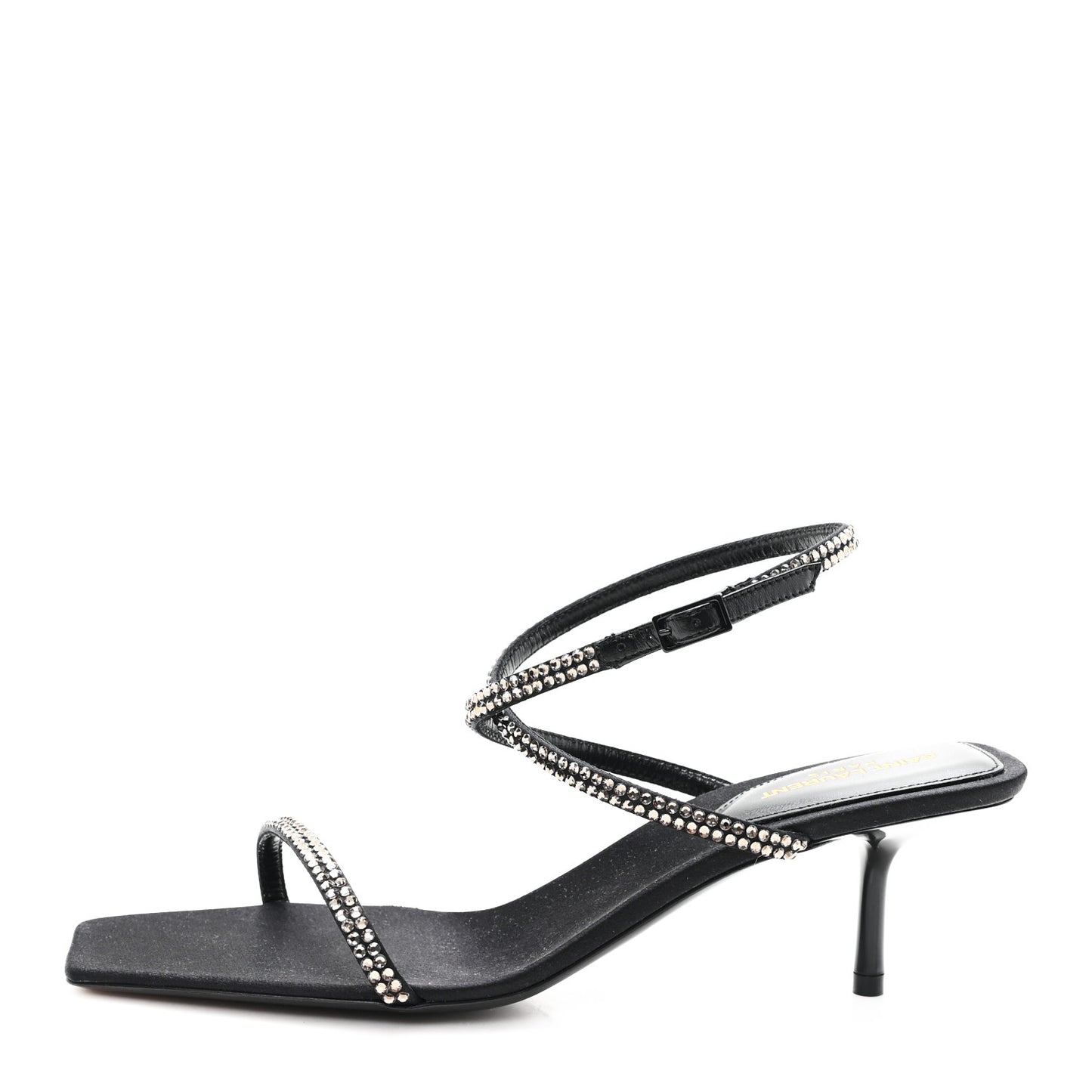 Crepe Satin Baliqua 55 Vett Ankle Strap Sandals 36.5 Black