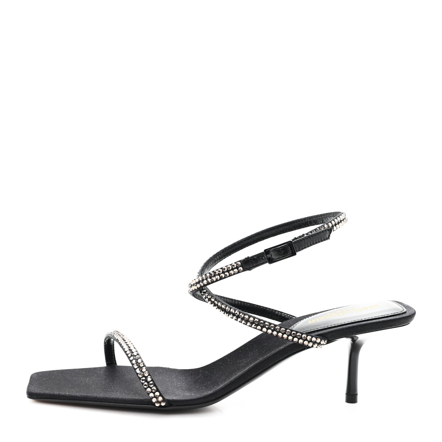 Saint Laurent Crepe Satin Baliqua 55 Vett Ankle Strap Sandals 36.5 Black 1 of 10