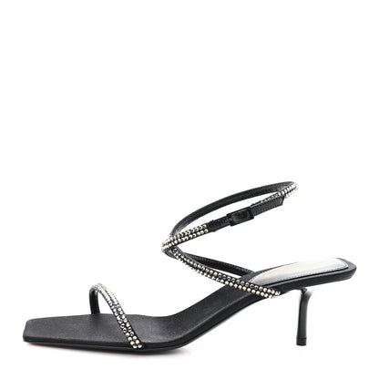 Saint Laurent Crepe Satin Baliqua 55 Vett Ankle Strap Sandals 36.5 Black 1 of 10