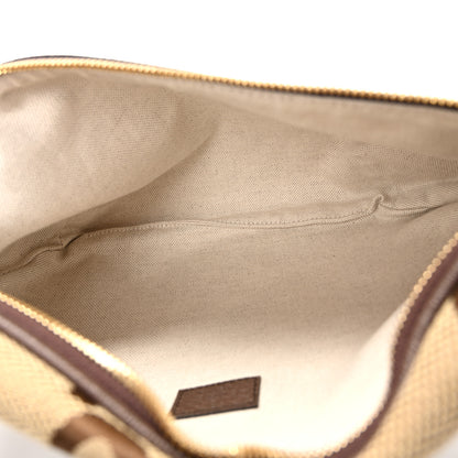 Gucci Monogram Jumbo GG Textured Dollar Calfskin Web Belt Bag Camel Ebony New Acero 5 of 10