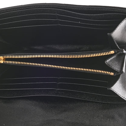 Saint Laurent Grain De Poudre Matelasse Chevron Monogram Flap Wallet Black 5 of 8