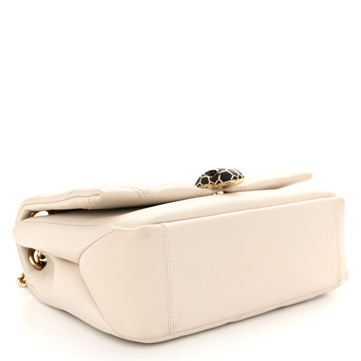 Bulgari Calfskin Matelasse Small Serpenti Cabochon Shoulder Bag White 4 of 11