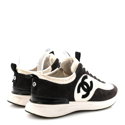 Chanel Nylon Suede Calfskin CC Sneakers 40 White Dark Grey 5 of 8