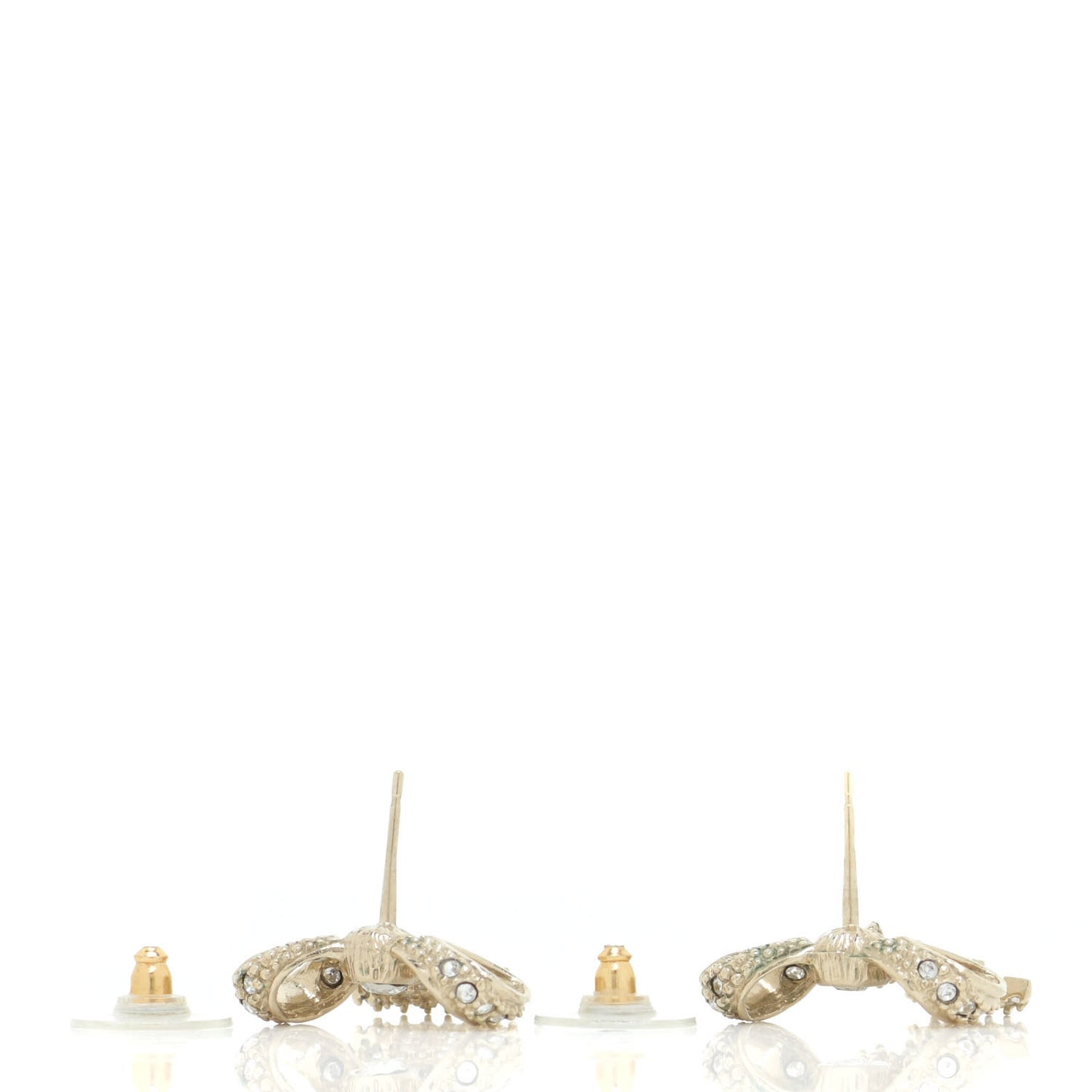 Crystal CC Bow Drop Earrings Gold
