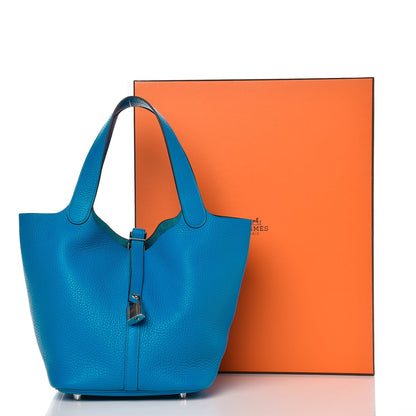 Hermes Taurillon Clemence Picotin Lock 22 MM Bleu Zanzibar 8 of 8