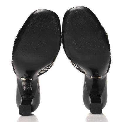Gucci Tela Retino Kid Scamosciato Crystal GG Monogram Square Demi Mule Sandals 39 Black 6 of 8