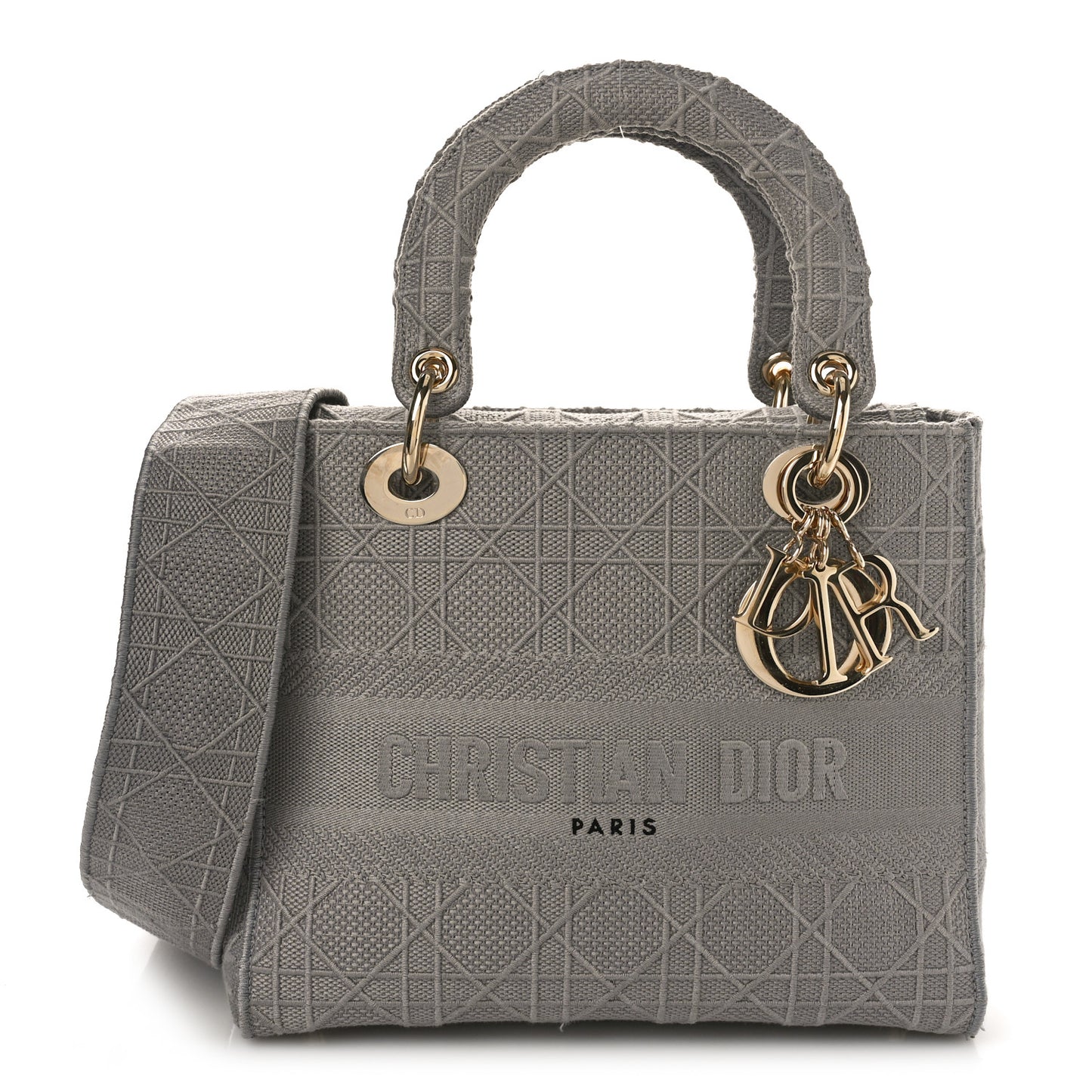 Canvas Embroidered Cannage Medium Lady D-Lite Gray
