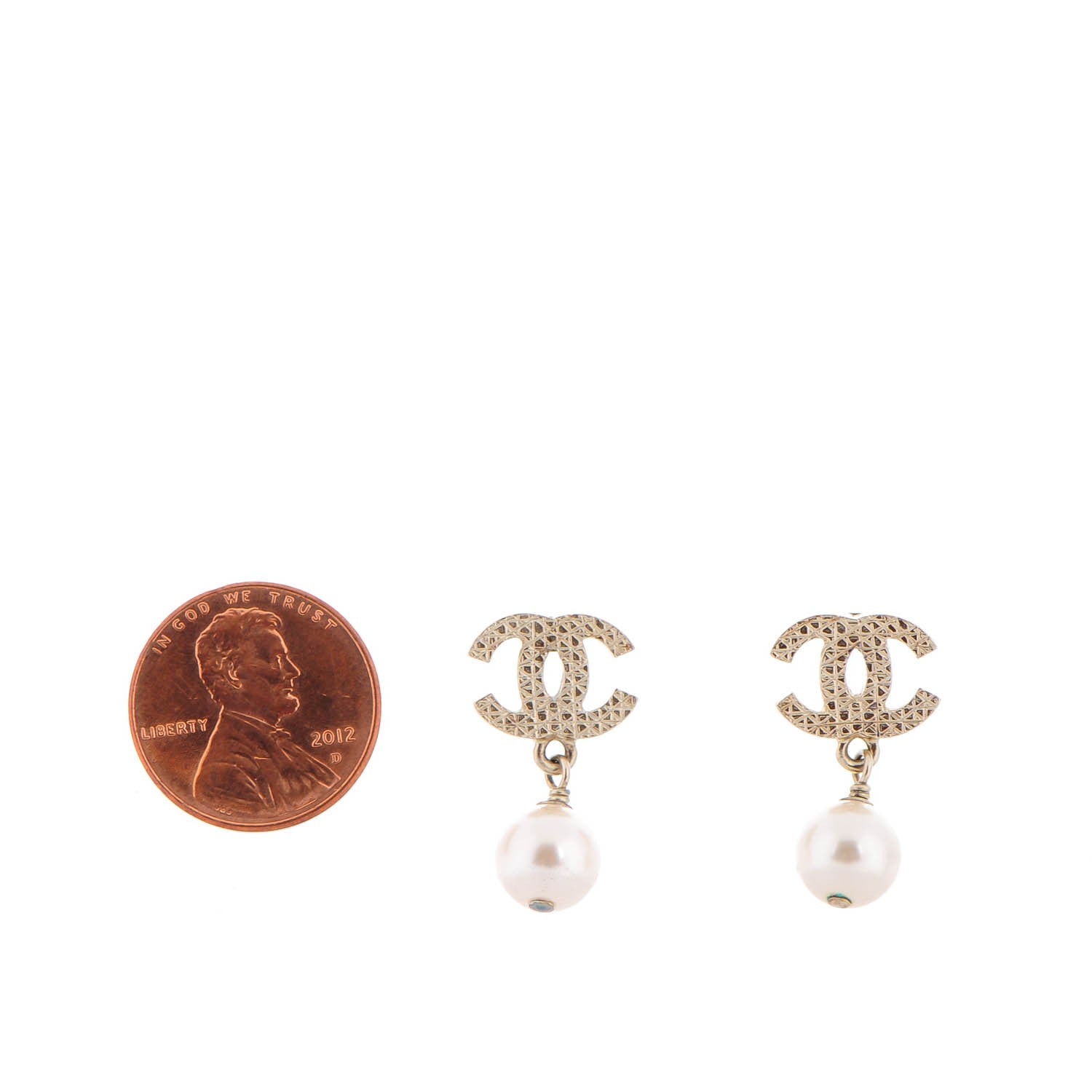 Chanel Pearl CC Drop Earrings Gold 2 of 5