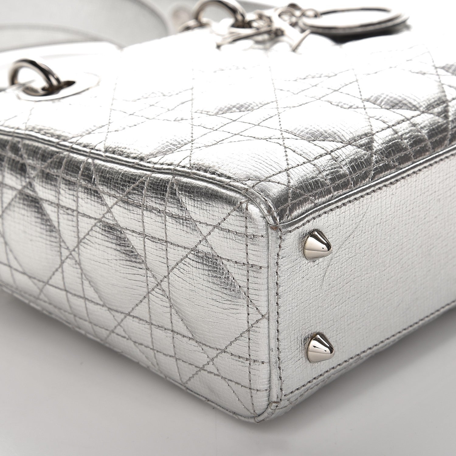 Christian Dior Metallic Grained Calfskin Cannage Small Lucky Badges My Lady Dior Silver 10 of 12