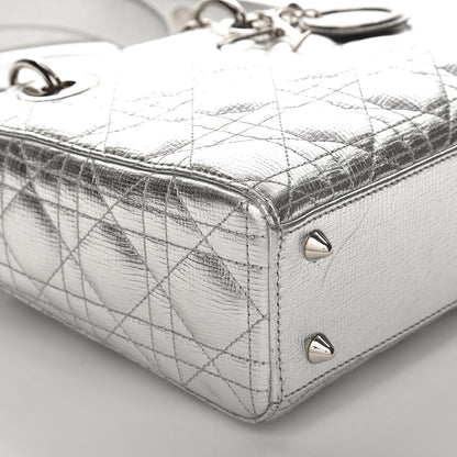 Christian Dior Metallic Grained Calfskin Cannage Small Lucky Badges My Lady Dior Silver 10 of 12