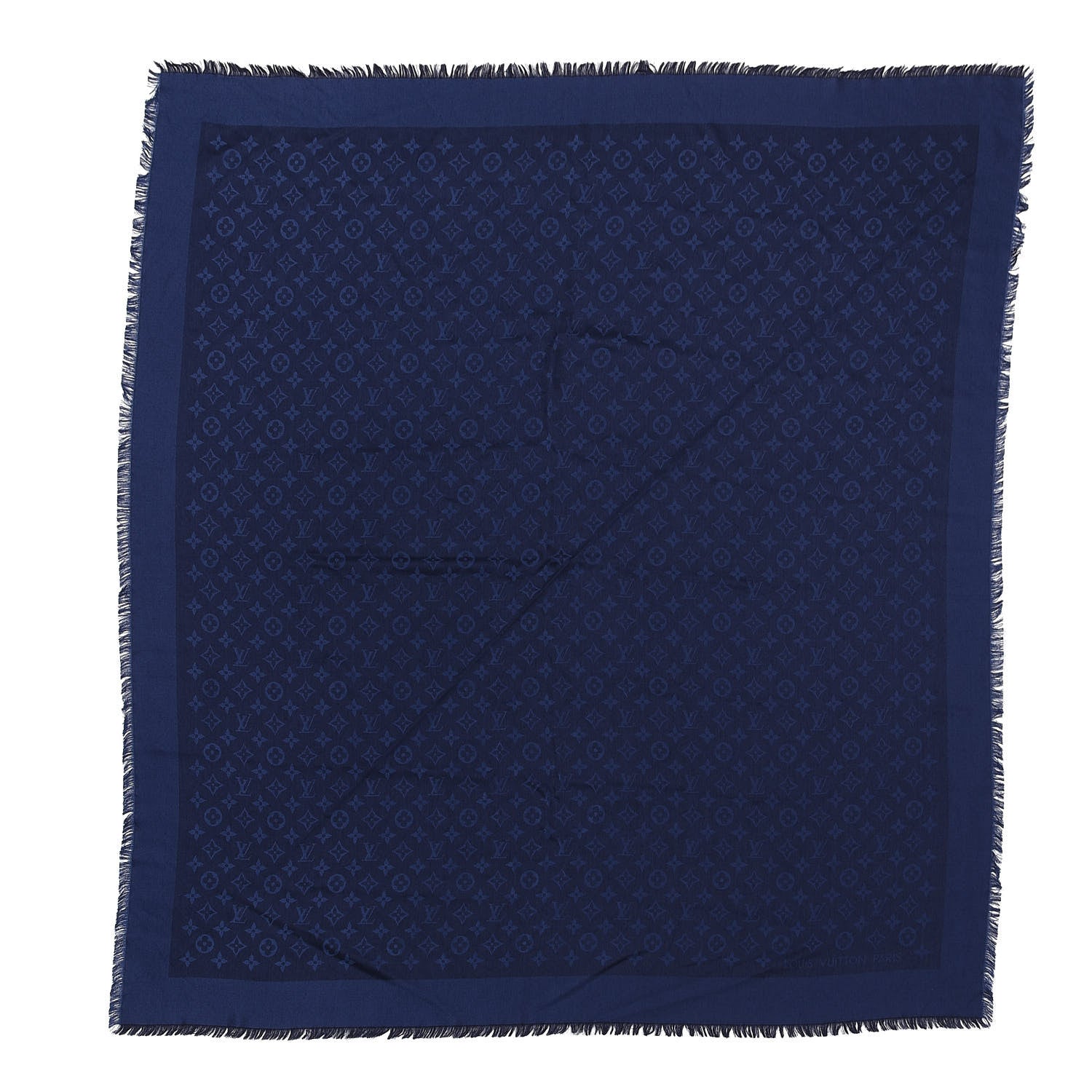 Louis Vuitton Silk Wool Monogram Shawl Night Blue 1 of 3